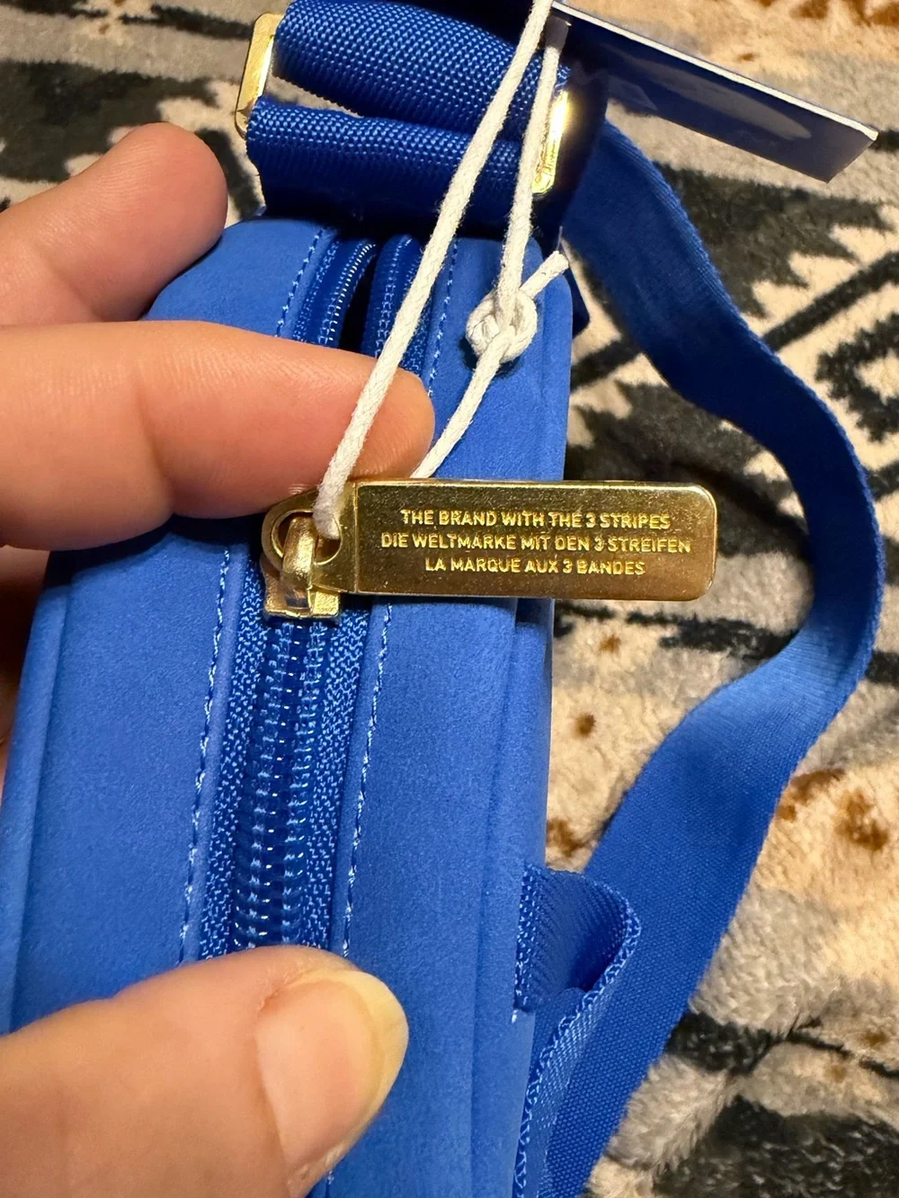 adidas NWT Royal Blue Round Crossbody Messenger Bag with Black Stripe